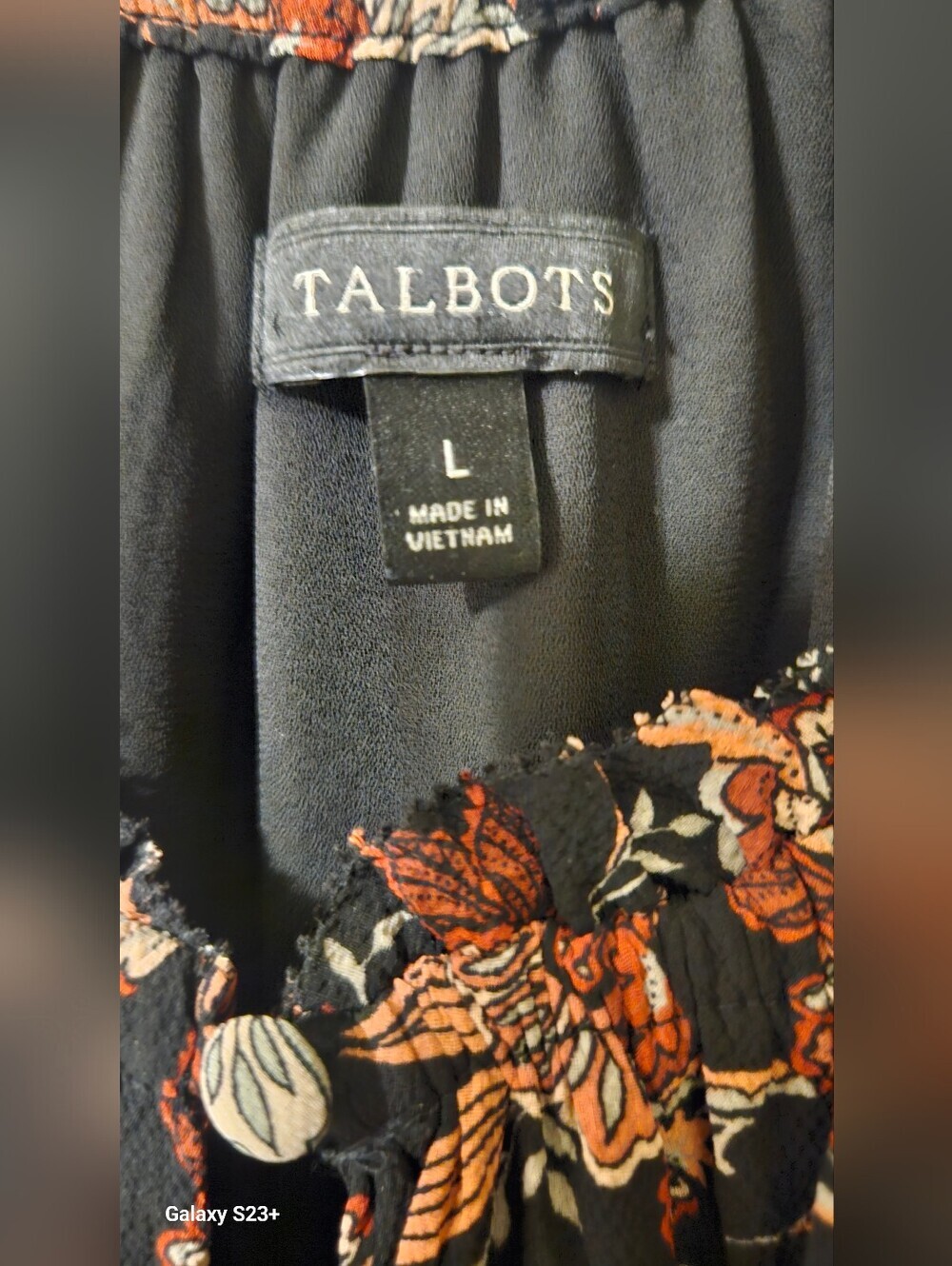 TALBOTS Women's Black Floral Long-Sleeve Midi Dress - Picture 5 of 5